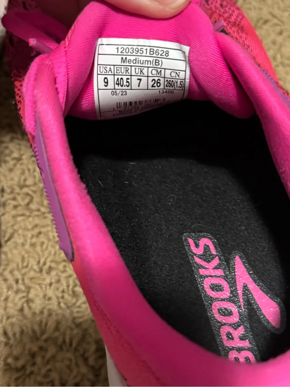 Brooks Women’s Hot Pink Athletic Running Shoes with Black Logo